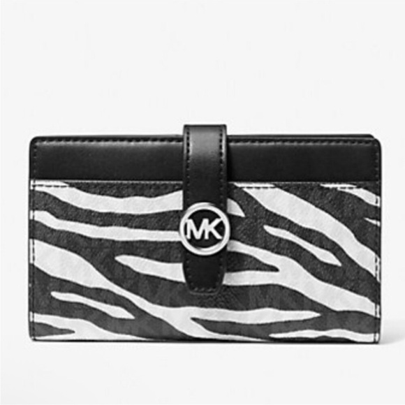 NWT $258 retail Michael Kors Zebra Stripe Wallet - Picture 1 of 6
